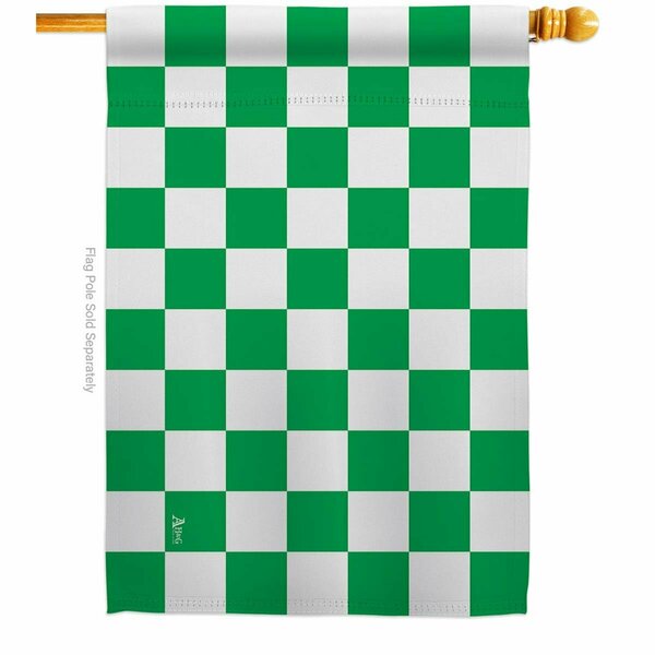 Guarderia Green Checker Novelty Merchant 28 x 40 in. Double-Sided Horizontal House Flags for  Banner Garden GU4072454